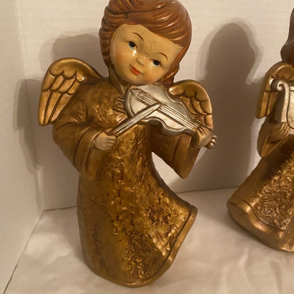 MCM Vintage Golden Musical Themed Angels set of 3 - Picture 4 of 10